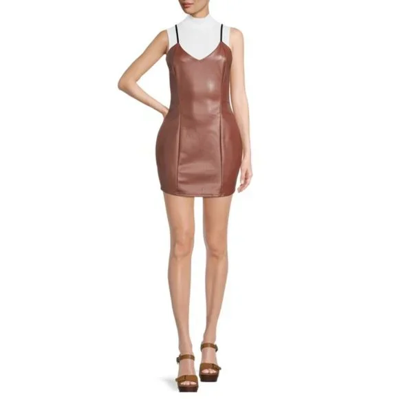 Dresses | Nwt Faux Leather Mini Dress | Poshmark